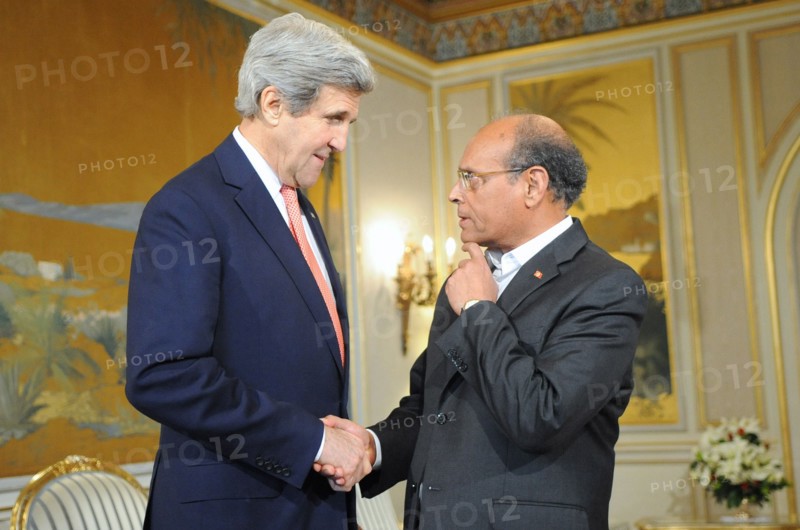 2014 Tunisian President Marzouki Greets Secretary Kerry in Tunis.