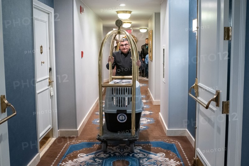 The Presidential Turkeys arrive at The Willard Hotel in Washington