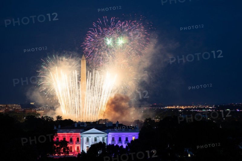 Fireworks appear above the White House