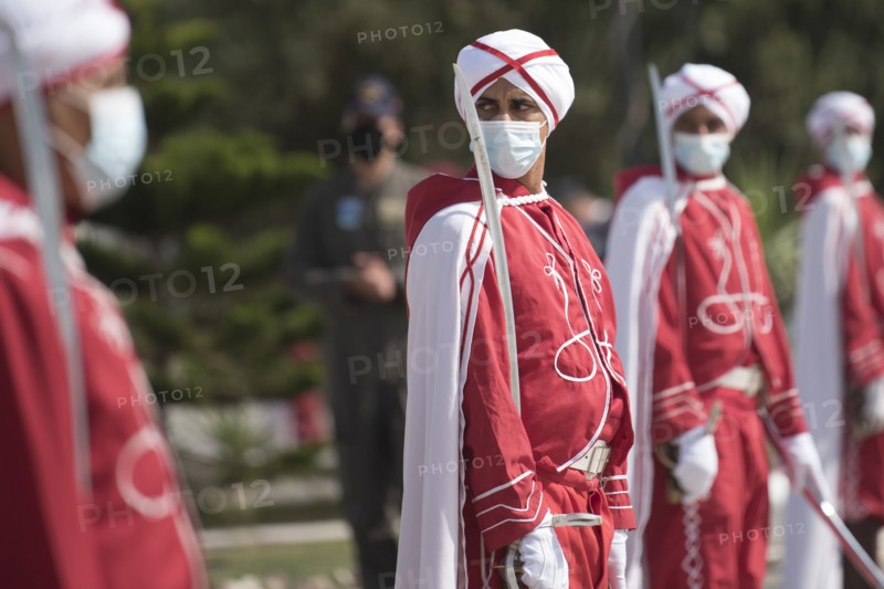 Tunisian honor guard troops prepare for the arrival of Defense Secretary Dr. Mark T. Esper Tunis