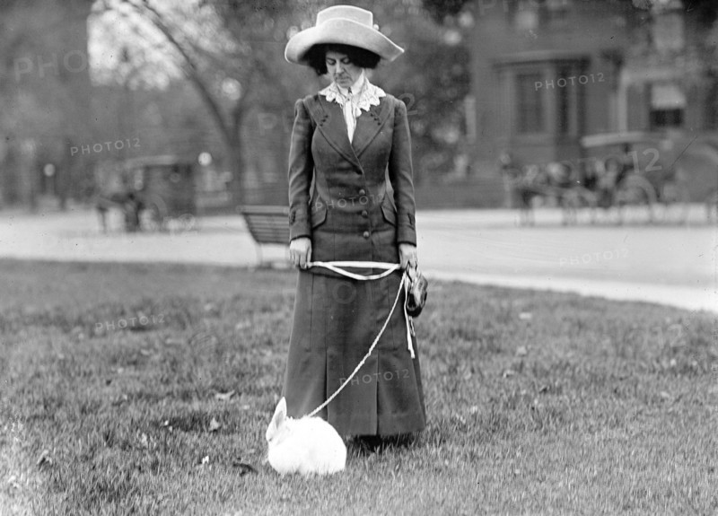 Woman with her pet rabbit