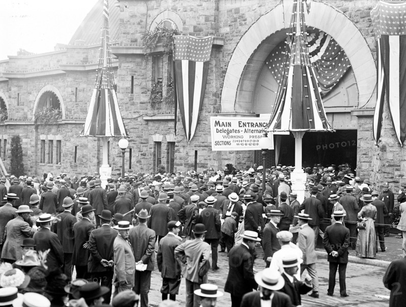 Exterior scenes of the Democratic National Convention in Baltimore Maryland