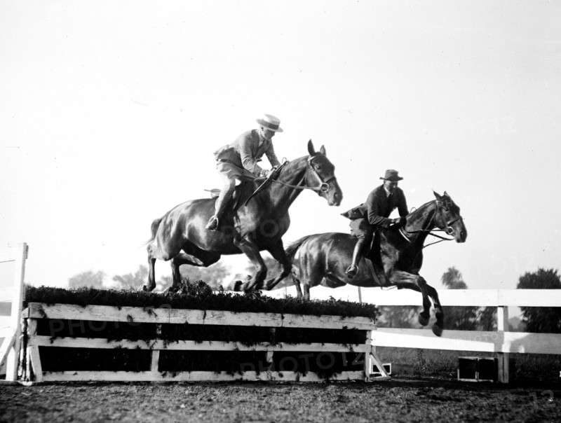 Horse jumping at equestrian event