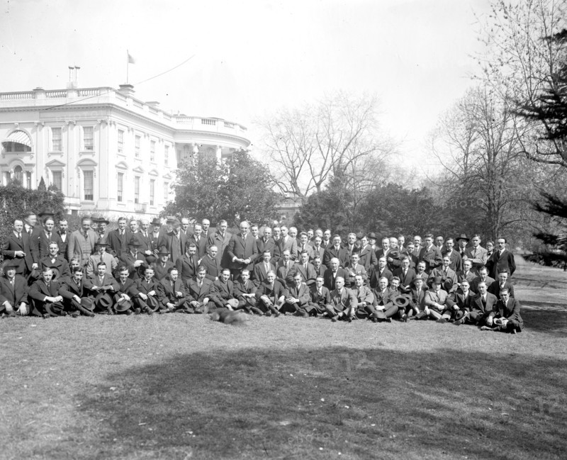 President Warren G. Harding with newspaper correspondents