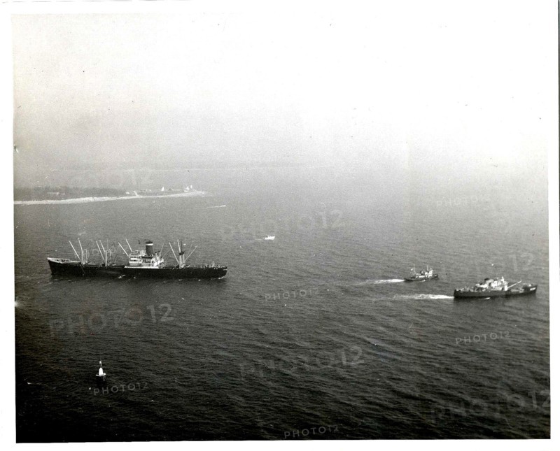 Aerial view of the grounding of the American Packer in Hogs Island Channel