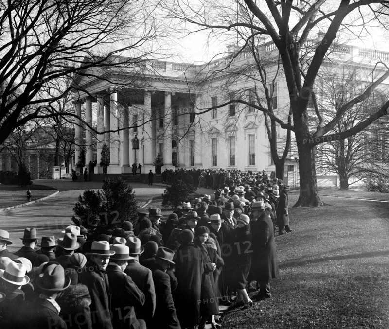 This photograph shows part of the crowd which lined up to shake hands