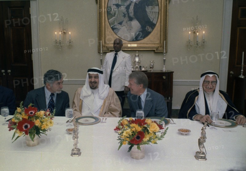 Jimmy Carter hosts a luncheon for King Khalid of Saudi Arabia.