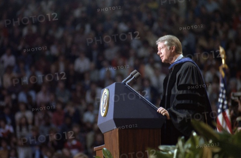 Jimmy Carter give keynote address at commencement ceremonies at Georgia Institute of Technology in Atlanta
