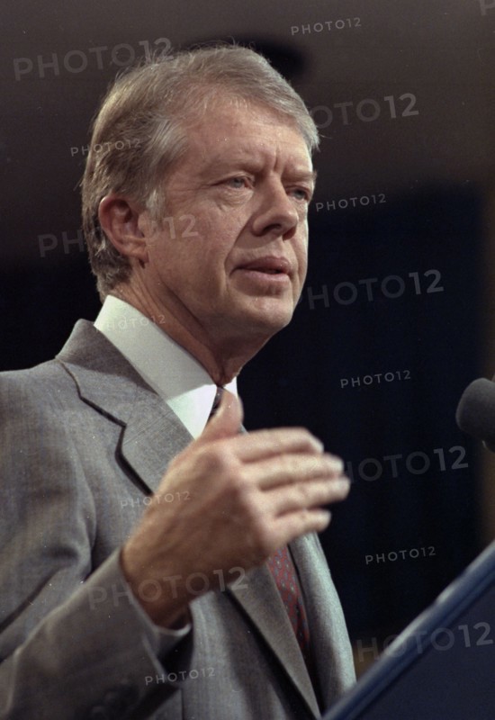 Head shot of Jimmy Carter at a press conference