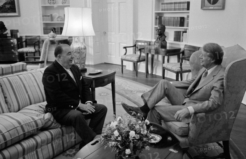 Senator Jennings Randolph with Jimmy Carter in the Oval Office.