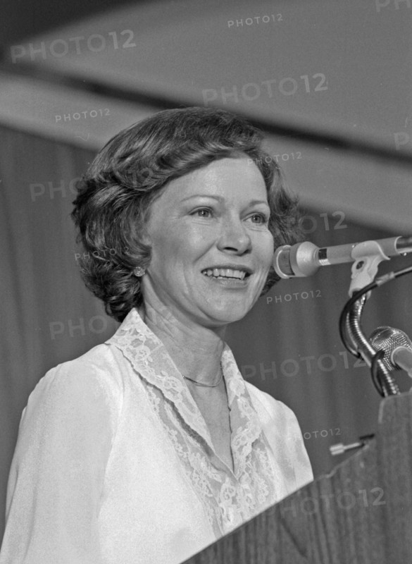 Rosalynn Carter at a podium