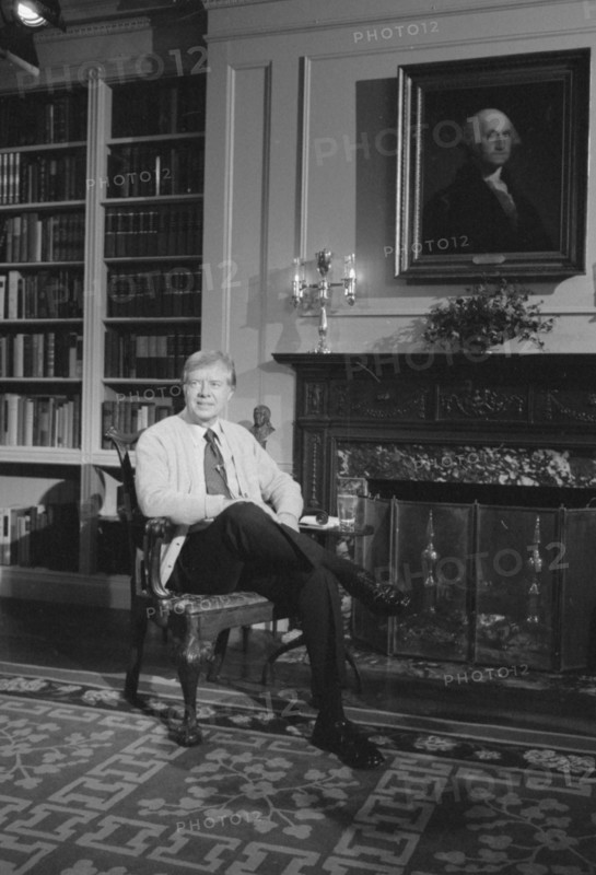 Photograph of Jimmy Carter in the White House Library