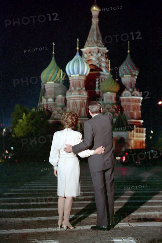 President Reagan and Nancy Reagan in Red Square Moscow.