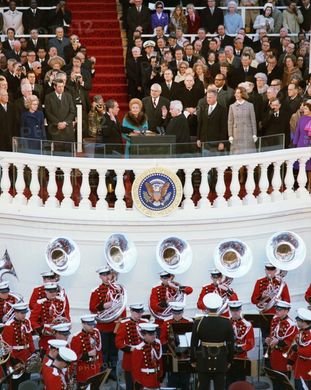 Richard Nixon Taking the Oath of Office during his Second Inauguration 1 20 1973.