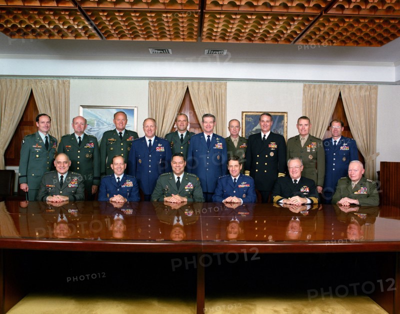 Formal and informal group photographs of the Joint Chiefs of Staff:  General Colin Powell