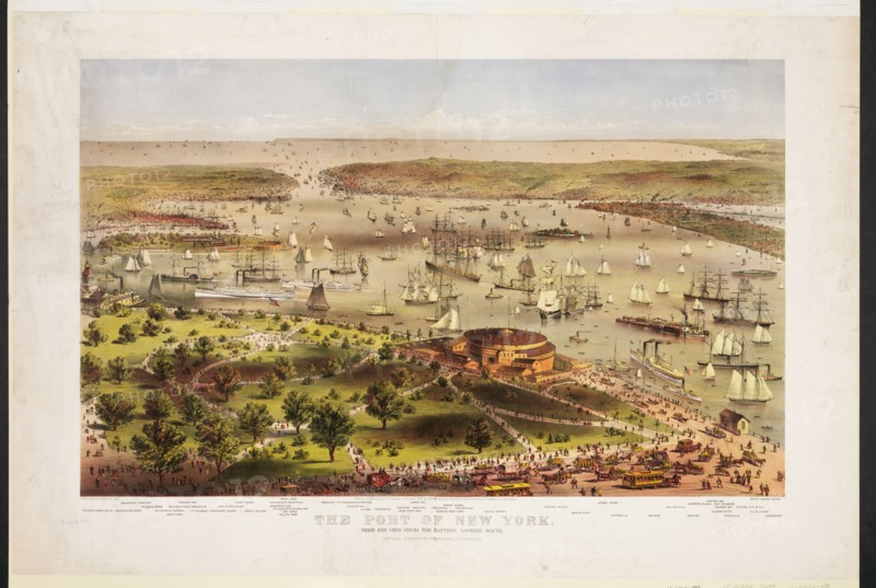 19th Century Port of New York Illustration