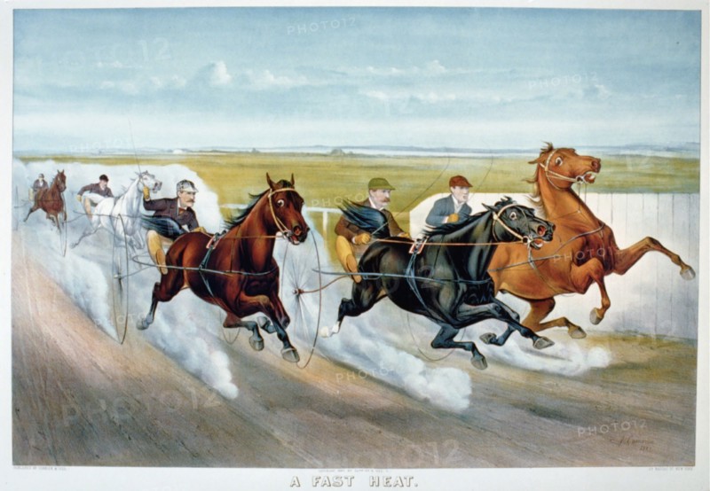 19th century horse racing lithograph
