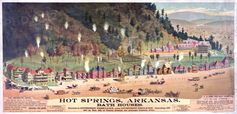 Hot Springs, Arkansas. Bath houses ca. 1888
