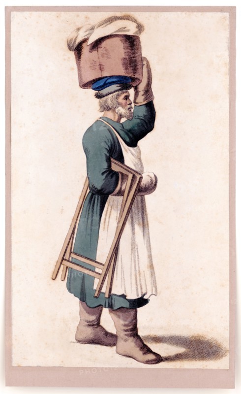 Unidentified vendor basket on head