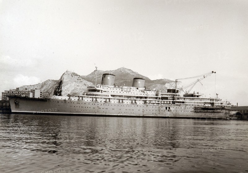 The Achille Lauro at the Cantieri Navali Riuniti of Palermo in 1965.
