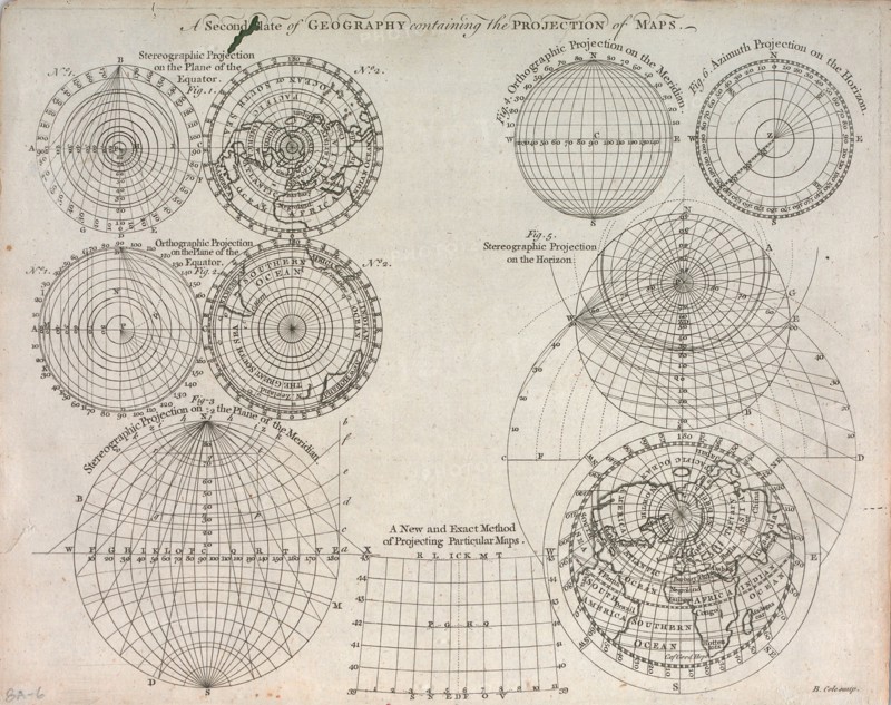 A second plate of geography containing the projection of maps ca. 1759
