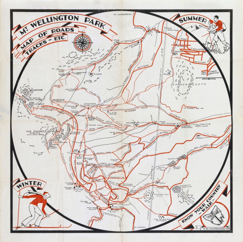 Mt. Wellington Park map of roads, tracks, etc. ca. 1935