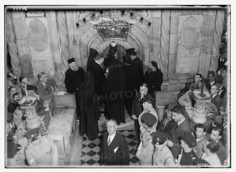 Calendar of religious ceremonies in Jerusalem during Easter period. Orthodox Holy Fire ca. 1941