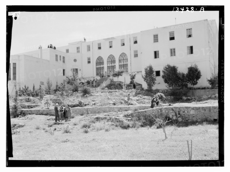 Beirut Lebanon, Junior Girls' College residence building seen from] north and northeast ca. 1946