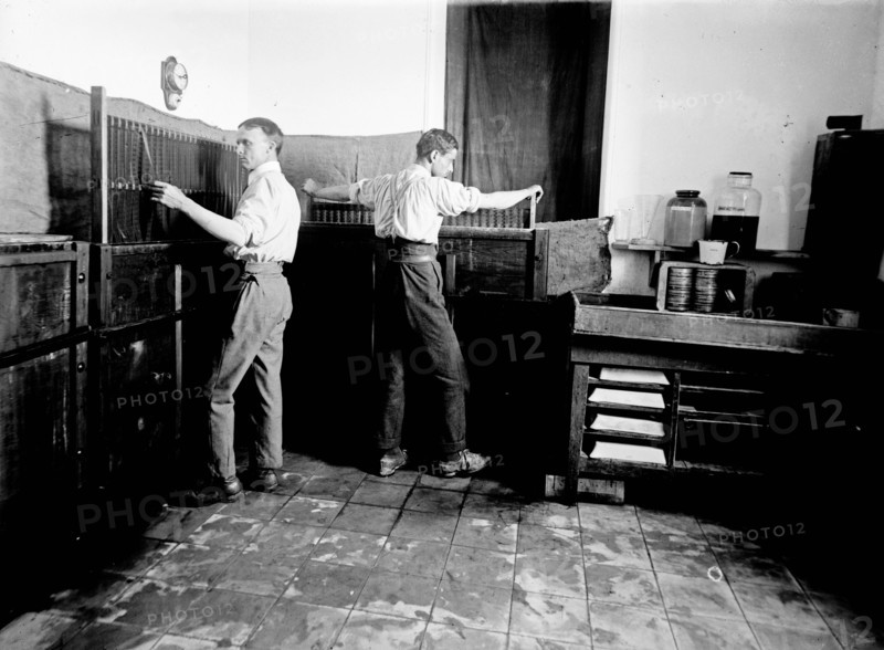 Workers developing film at the American Colony photo department ca. between 1898 and 1930