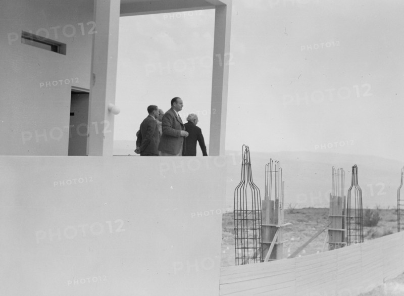 Mr. Levy, manager on upper terrace of the Dead Sea kallia Hotel, Toscanini in group ca. between 1934 and 1939