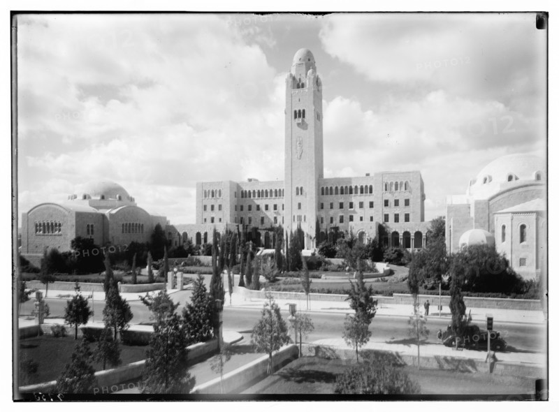 View of the YMCA in Jerusalem seen from King David Hotel ca. between 1934 and 1939