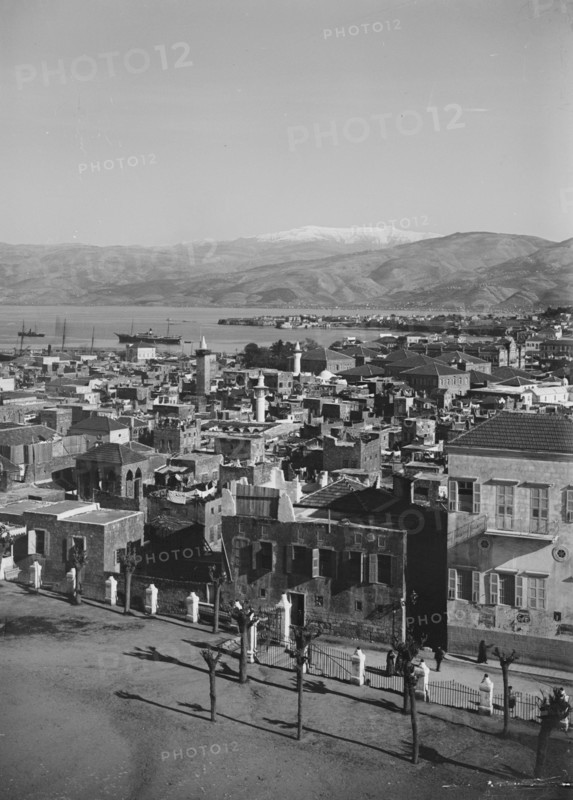 View of a Coastal city, probably Beirut and St. George's Bay ca. between 1898 and 1946