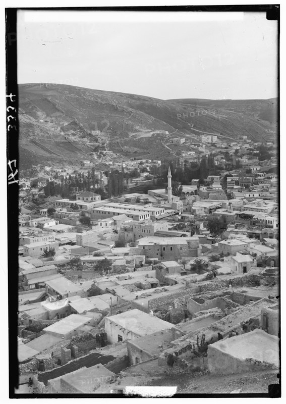 Trans-Jordan - Modern city of Amman, mosque seen in the center of the image ca. between 1898 and 1946
