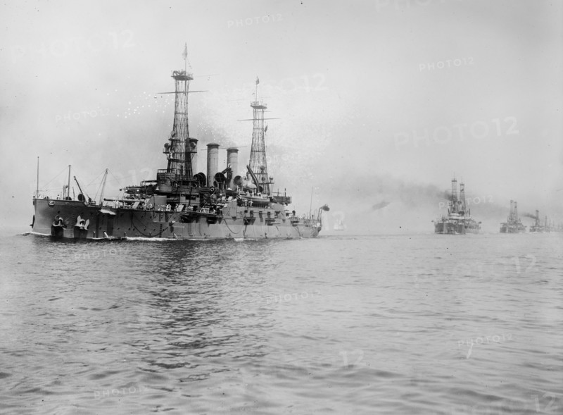 North Atlantic Squadron, ships in water underway ca.  between 1910 and 1925