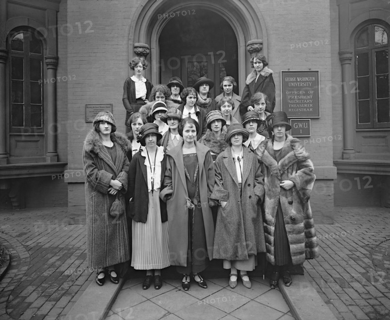Woman's group outside the George Washington University president's office  ca.  between 1910 and 1920