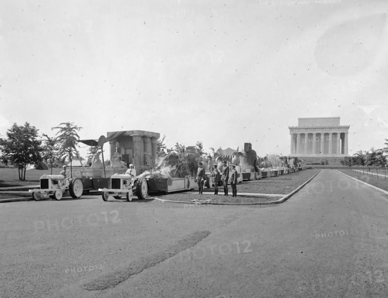 Parade; Lincoln Memorial, Washington, D.C., in background ca.  between 1910 and 1920