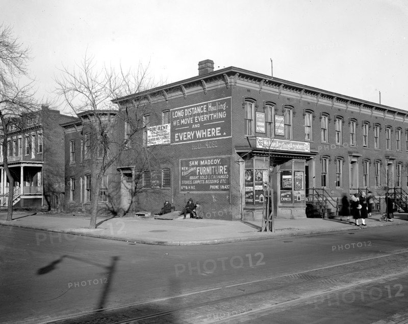 Street scene, rowhouses and moving company, Washington, D.C. ca.  between 1910 and 1926