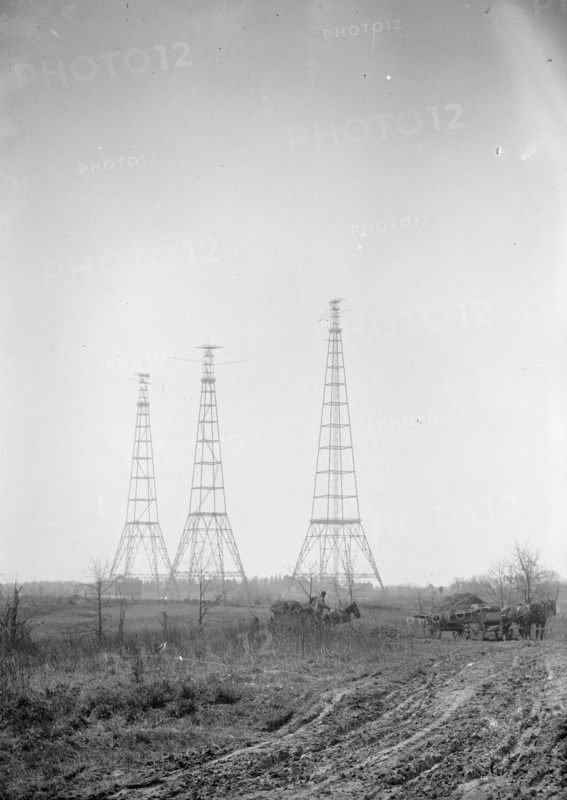 Three wireless towers, Arlington ca. between 1909 and 1920