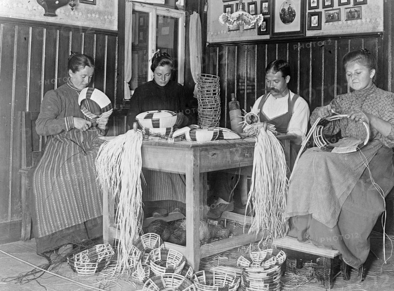 Women making baskets in Austria early 20th century ca. between 1909 and 1920