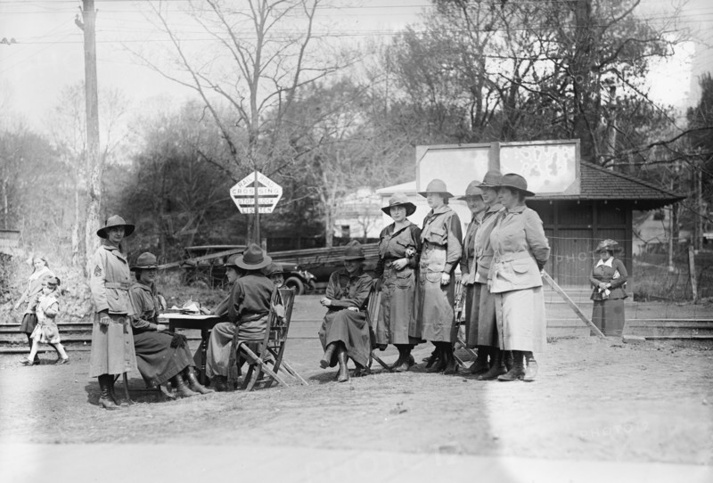 Women in a National Women's Defense League camp ca. between 1909 and 1940