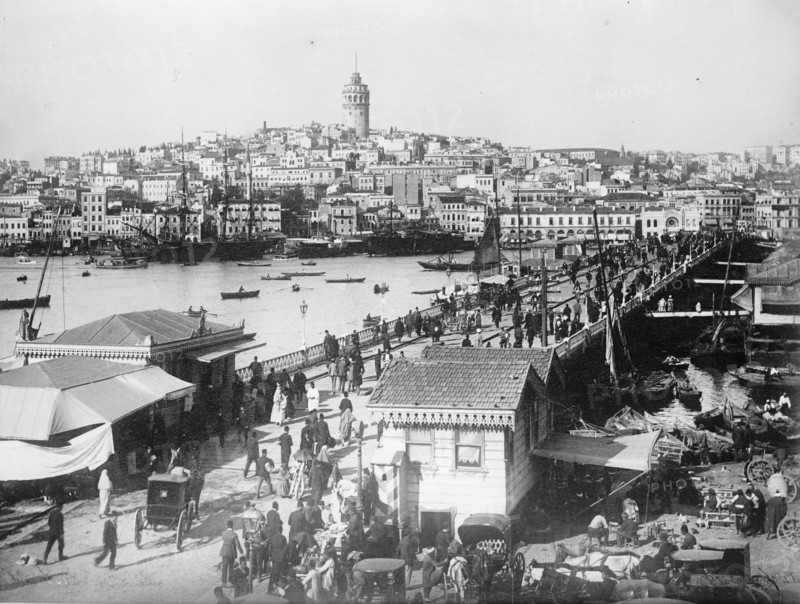Galata Bridge, Constantinople Ottoman Empire / modern day Turkey ca. between 1909 and 1919