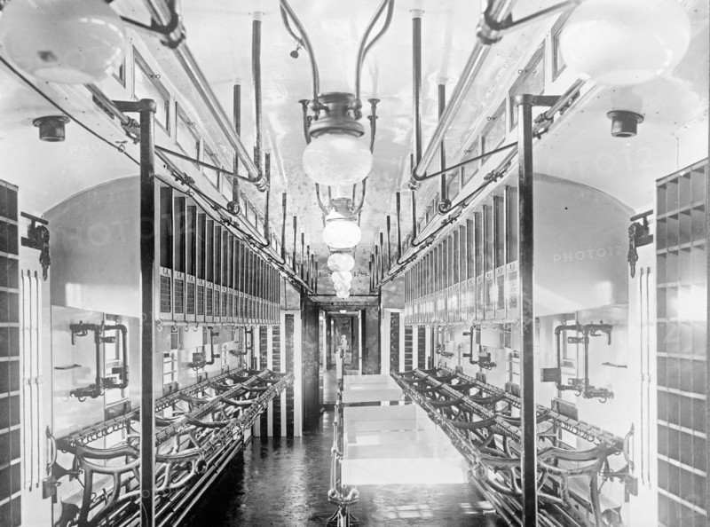 Interior of and empty mail car ca. between 1909 and 1940