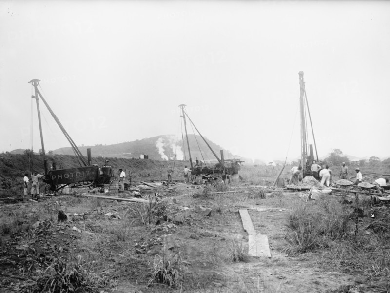 Panama Canal. U.S. Naval radio station Balboa driling ca. between 1909 and 1919