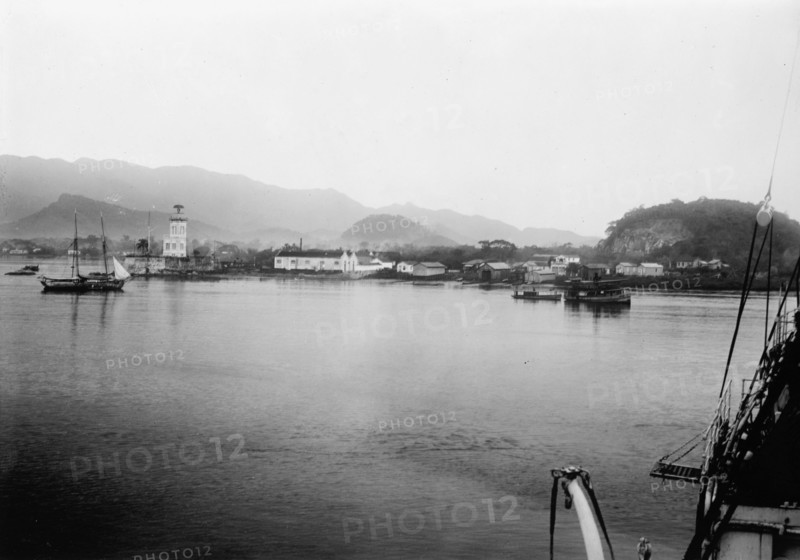 Boats in the Harbor at Santos Brazil from which copper is shipped ca. between 1909 and 1919