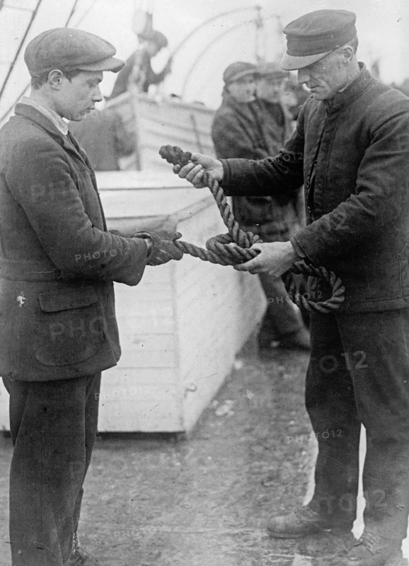 Teaching seamen to tie knots, U.S.S. Calvin Austin ca. between 1909 and 1920