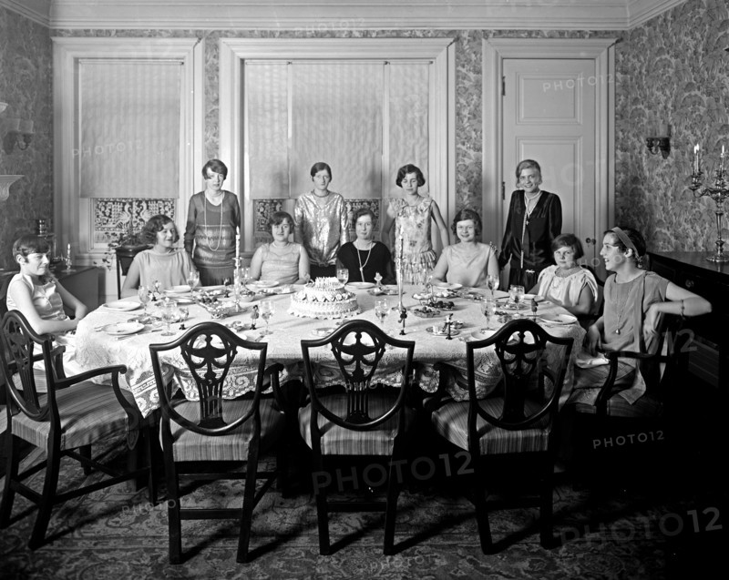 Group of women at dinner party / birthday party ca.  between 1918 and 1928