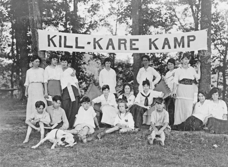 Campers pose for group photo at Kill-Kare Kamp ca. 1909