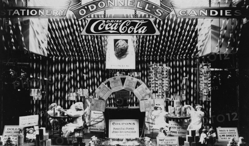 Window display featuring Pond's Extract products in O'Donnell's drugstore, probably in Washington, D.C. ca. 1909