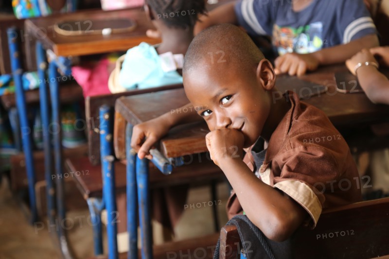 A smiling school student, a school boy, in Darsalam School in Bamako Mali  ca. 10 May 2017