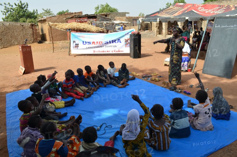 Group of students at the launch ceremony of the community libraries in Koulikoro region of Mali ca. 12 December 2017